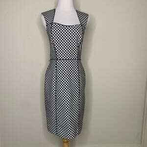 WHBM Black White Gingham Sz 4 Keyhole Back Pinup Dress